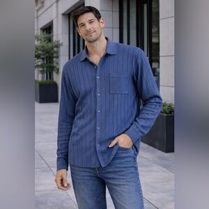 Casual Blue Button Down Shirt